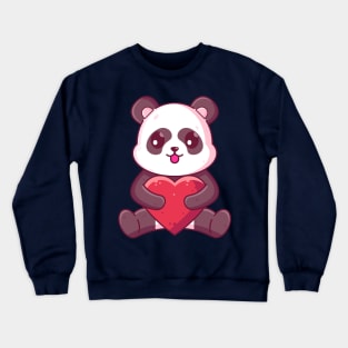 Cute panda sitting hugging love Crewneck Sweatshirt